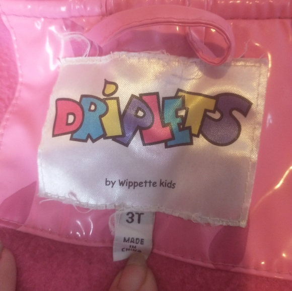 Driplets Jacket Girls 3T Raincoat Snap Button Strawberry All Over Print Lined - Picture 9 of 13